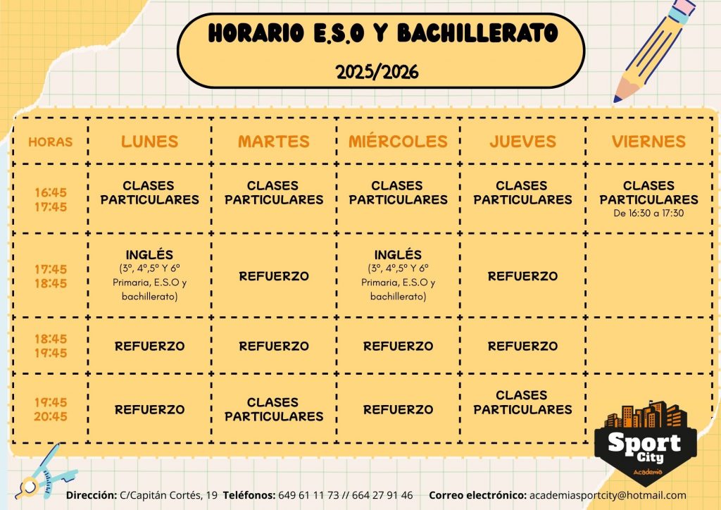 horario eso y bachillerato